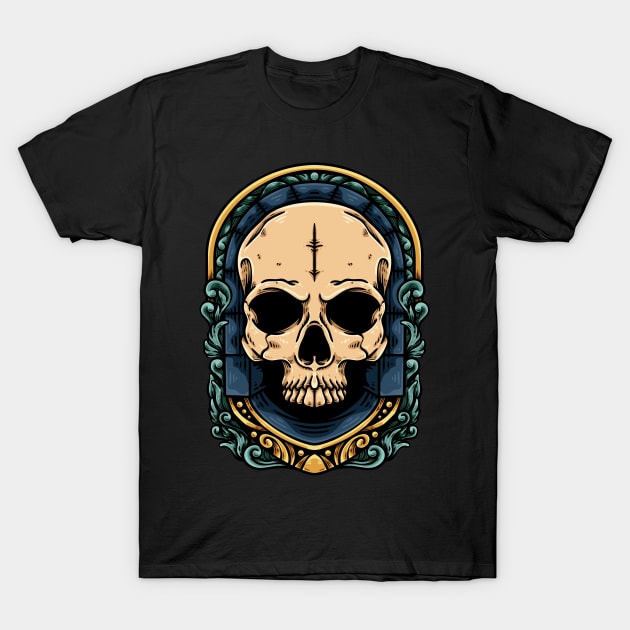 Skull With Baroque Ornament T-Shirt by andhiika